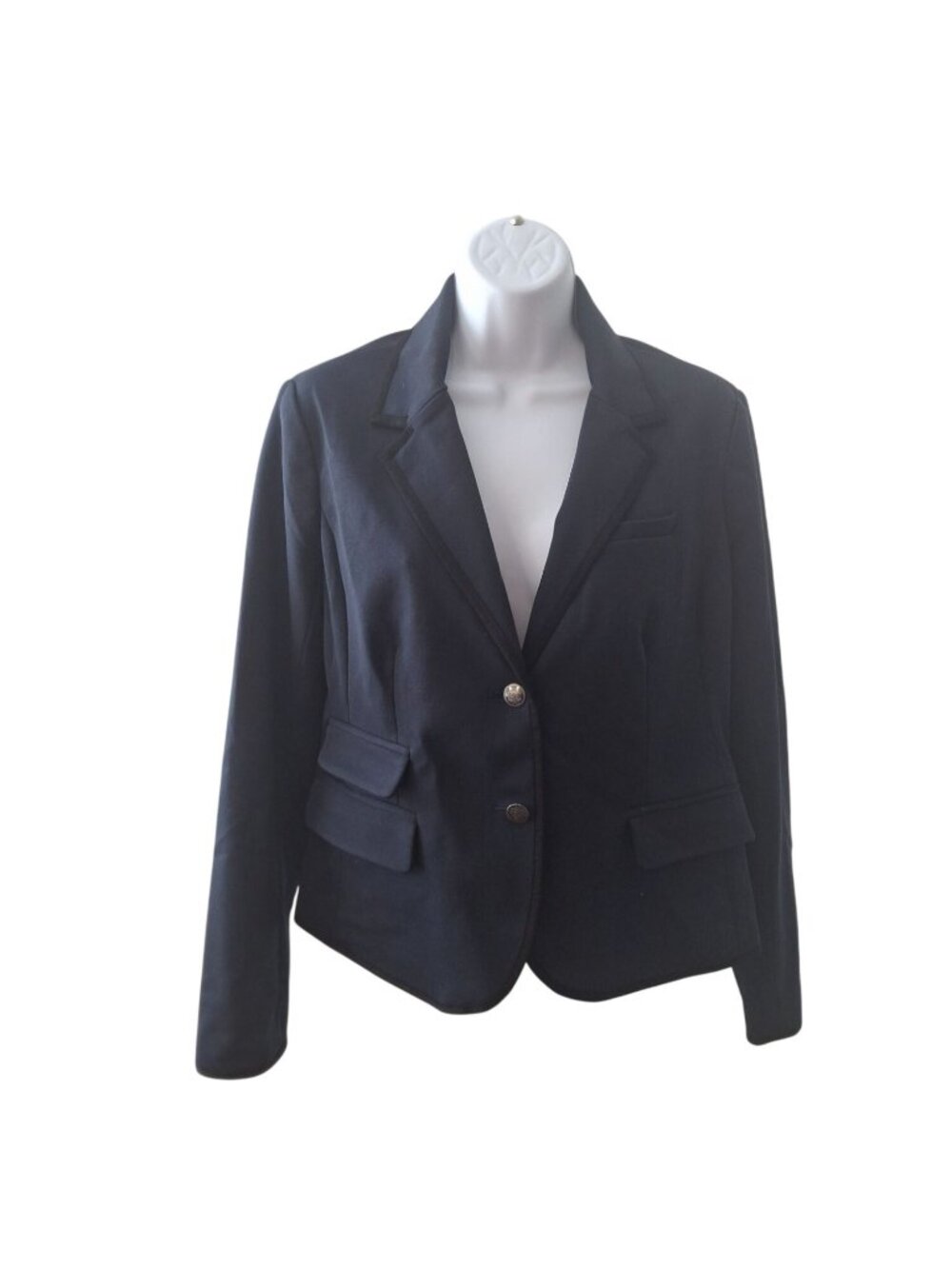 Gap Blazer Size 8 Navy Blue Ponte Brit Knit Preppy Career Quiet Luxury  Classic
